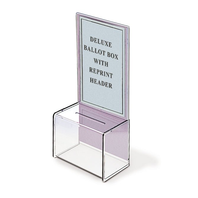 9" x 5" Acrylic Ballot Box with 11" Header - Braeside Displays