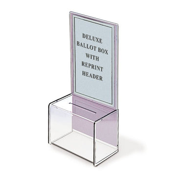 9" x 5" Acrylic Ballot Box with 11" Header - Braeside Displays