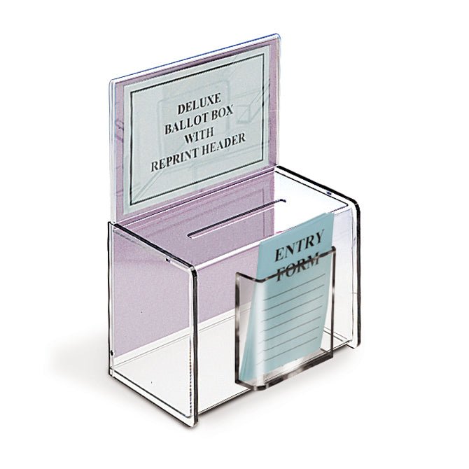 9" x 5" Acrylic Ballot Box with 5" Header - Braeside Displays