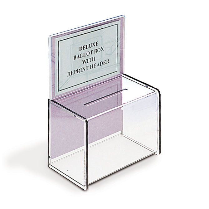 9" x 5" Acrylic Ballot Box with 5" Header - Braeside Displays