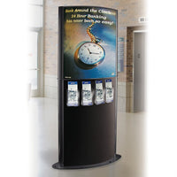 Curviso® Floor Literature Kiosk with 4 Brochure Pockets, Black - Braeside Displays