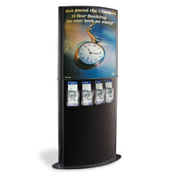 Curviso® Floor Literature Kiosk with 4 Brochure Pockets, Black - Braeside Displays