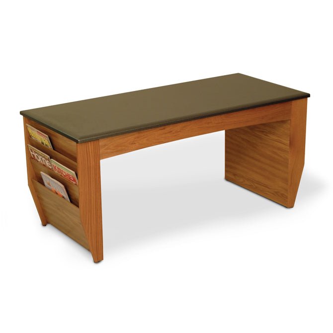 OAK COFFEE TABLE WITH MAGAZINE POCKETS - Braeside Displays