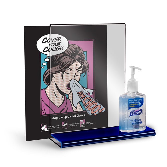 Sanitizer Pump Holder with Sign Frame - Braeside Displays