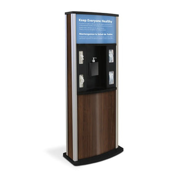 Series 900 Deluxe Infection Control Kiosk, Wood Grain Finish - Braeside Displays