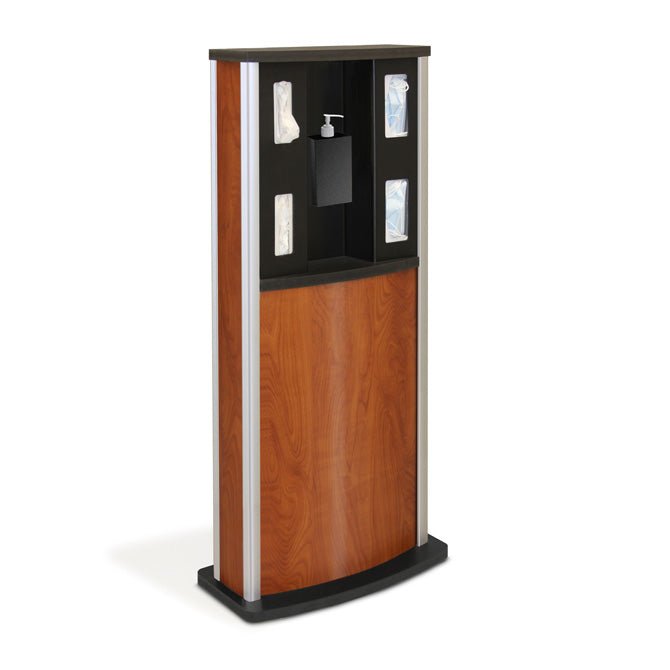 Series 900 Standard Infection Control Kiosk, Wood Grain Finish - Braeside Displays