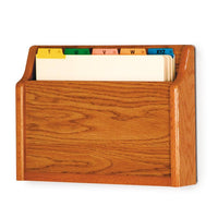 SINGLE POCKET WOODEN WALL MOUNT FILE AND CHART HOLDER, FLAT BASE - Braeside Displays