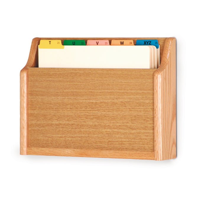 SINGLE POCKET WOODEN WALL MOUNT FILE AND CHART HOLDER, FLAT BASE - Braeside Displays